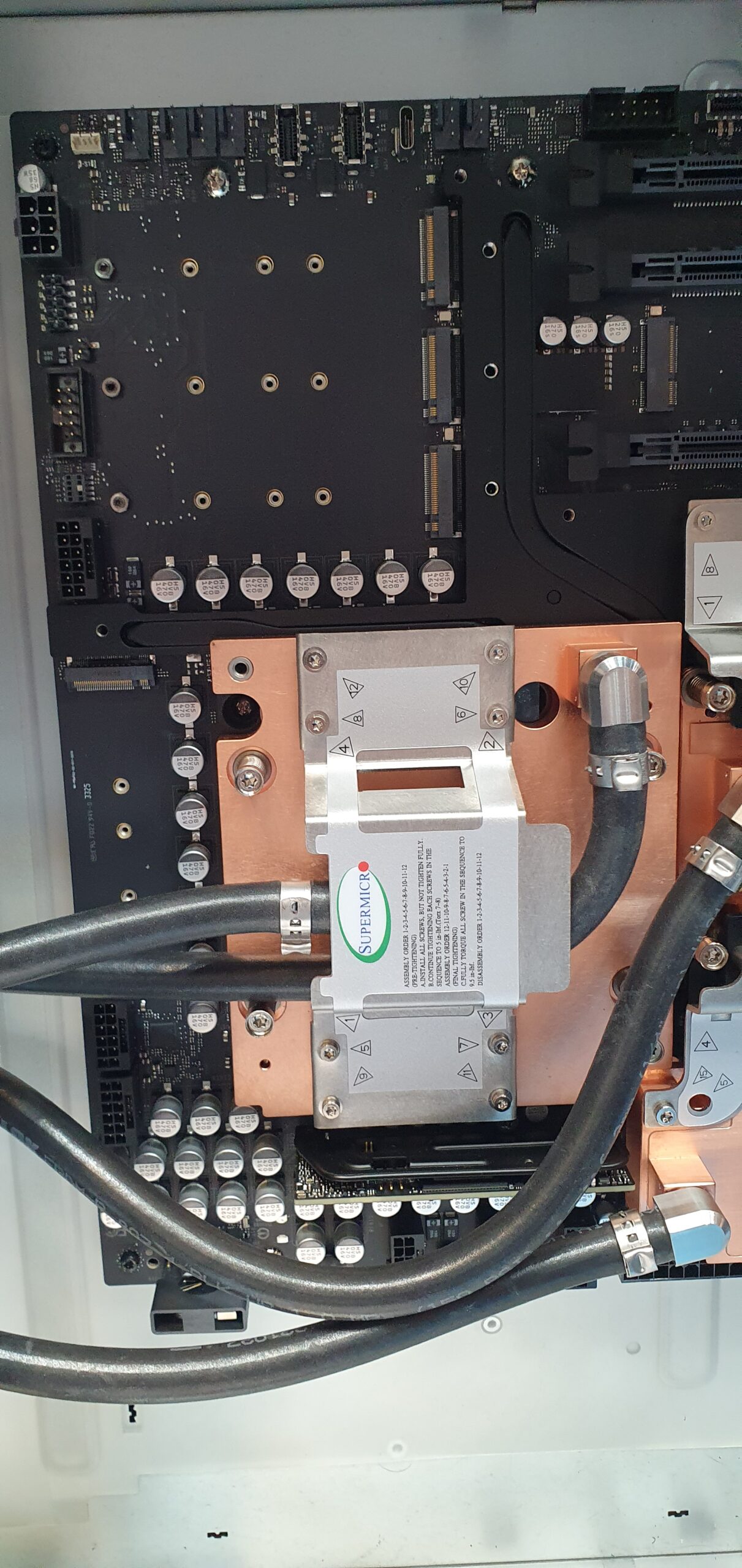 Workstation motherboard with liquid cooling cold plate and copper heatsink assembly — Supermicro ARS-511GD-NB-LCC NVIDIA DGX Station GB300